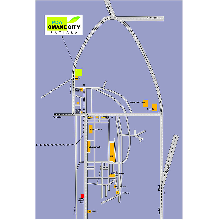 PDA Omaxe City Location Map